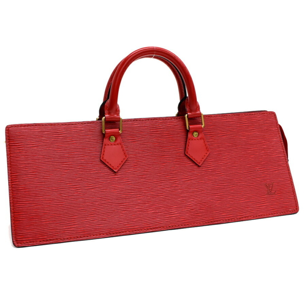 Louis Vuitton leather red sack handbag Epi triangle Castilian